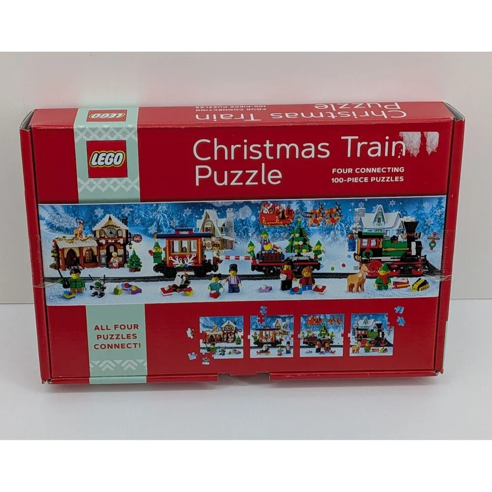 LEGO Christmas Train Puzzle Four Connecting 100-Piece Double-Sided Holiday